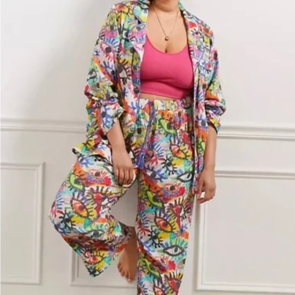 Spogart Rainbow Eyes Lounge Pajama Pants Top Set Plus size